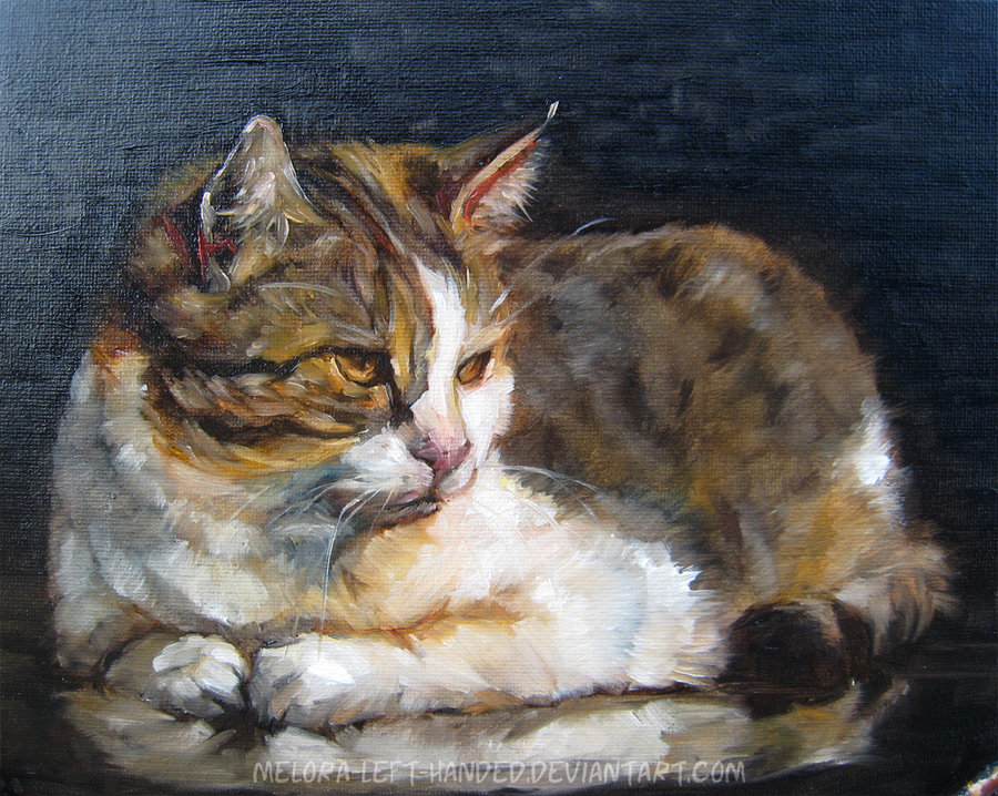 900x718 Oil Painting Cat By Woodland Mel - Painting Of A Cat