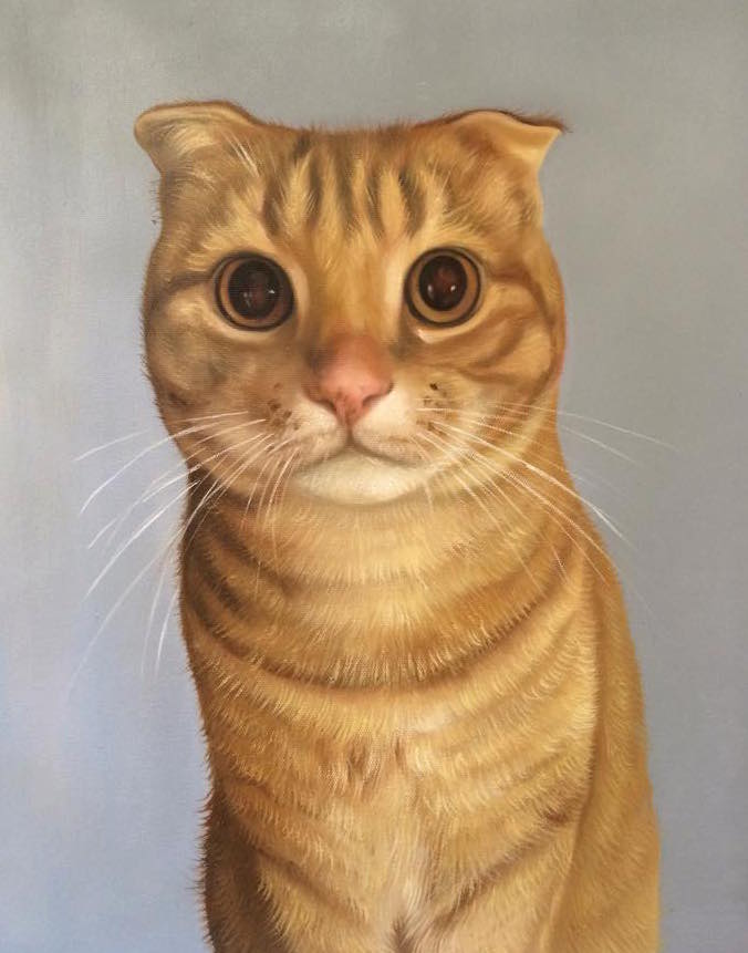 676x861 Order A Painting Of Your Cat With A Gray Background Splendid Beast - Painting Of A Cat