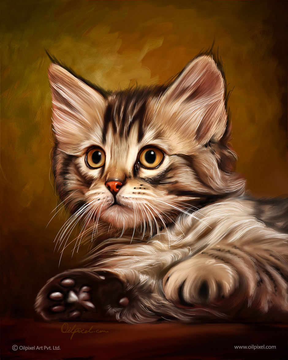 940x1175 Cat Digital Painting Professional Portrait Painting For Cat - Painting Of A Cat