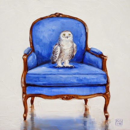 432x432 Kimberly Applegate's Cute Paintings Of Birds In Chairs Art - Painting Of A Chair