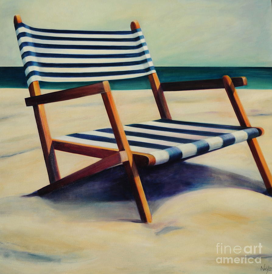894x900 Old Beach Chair Painting By Mary Naylor - Painting Of A Chair