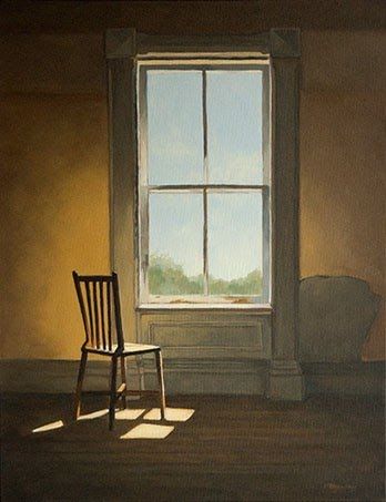 348x453 Realism Painting Chair Window Distressed Wall - Painting Of A Chair