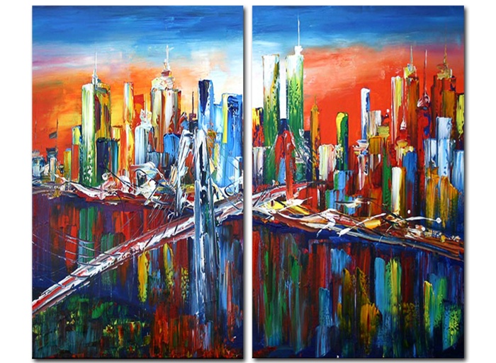 700x513 City Sunrise - Painting Of A City