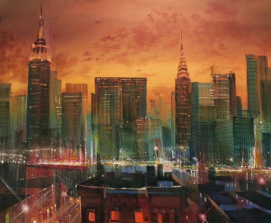 900x743 New York The Emerald City Painting By Tom Shropshire - Painting Of A City