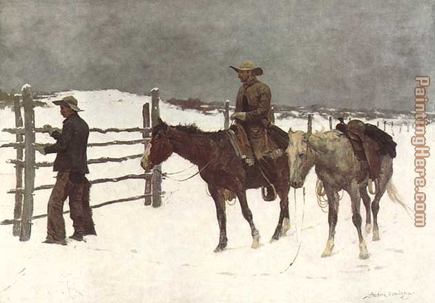 630x440 Frederic Remington The Fall Of The Cowboy Painting Anysize 50% Off - Painting Of A Cowboy