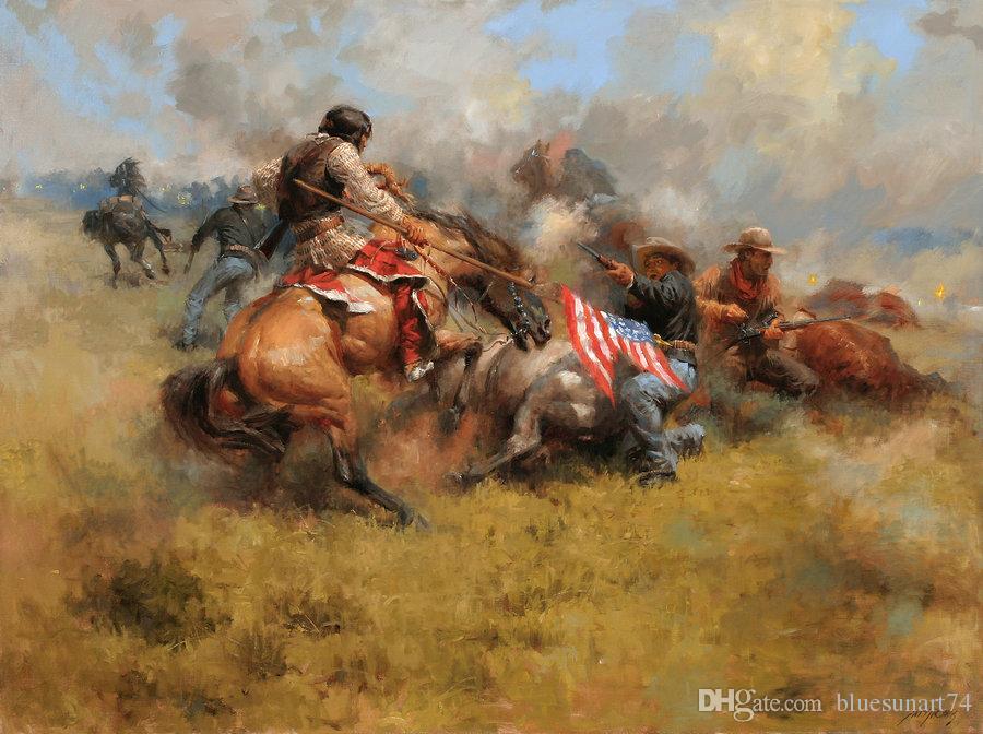 900x672 Online Cheap Thomas Landscape Oil Painting American West Cowboy - Painting Of A Cowboy