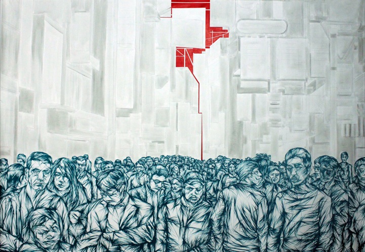 721x497 Getting Lost In The Crowd - Painting Of A Crowd