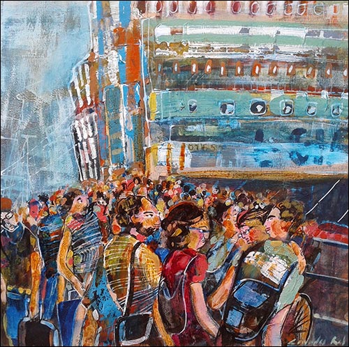500x498 Lourdes Ral Colorful, Imaginative Paintings Of People - Painting Of A Crowd