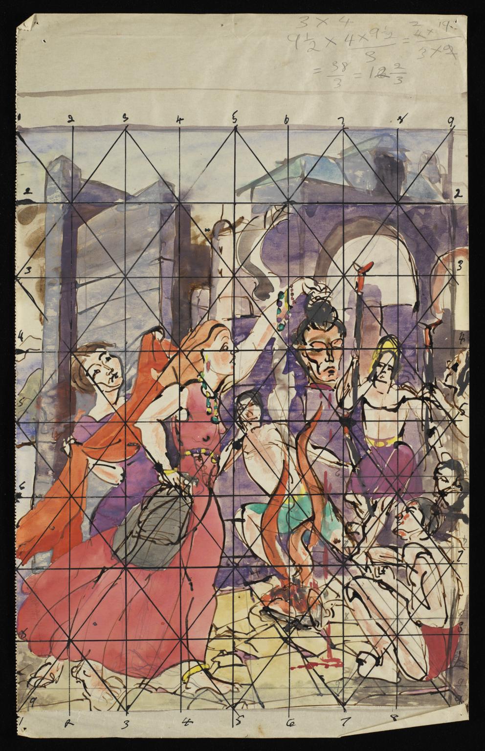 992x1536 Painting Showing A Crowd Around A Young Woman With A Decapitated - Painting Of A Crowd