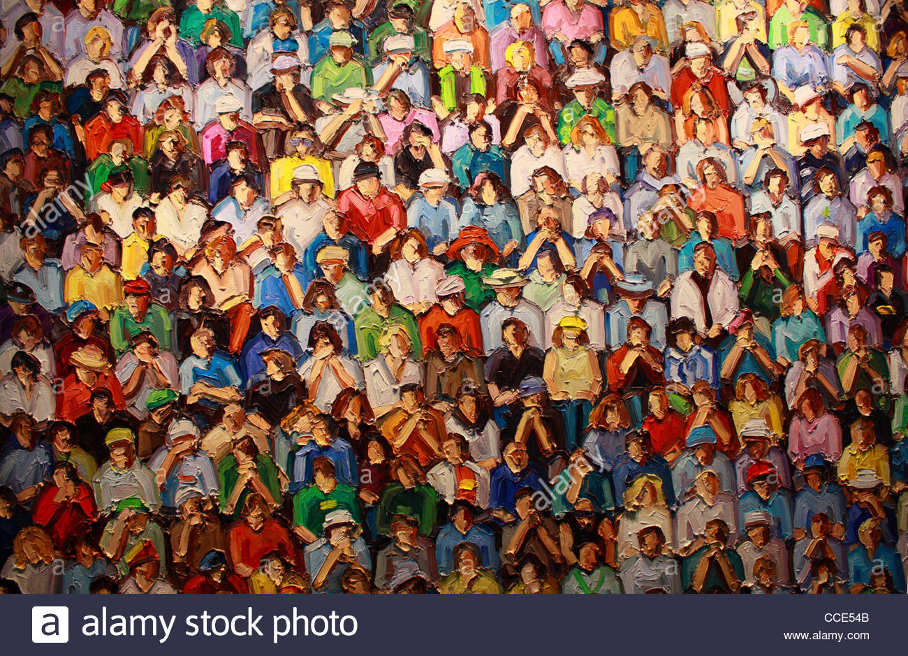 1300x939 Colourful Painting Of A Crowd Or Audience, Detail Of Stadion By - Painting Of A Crowd
