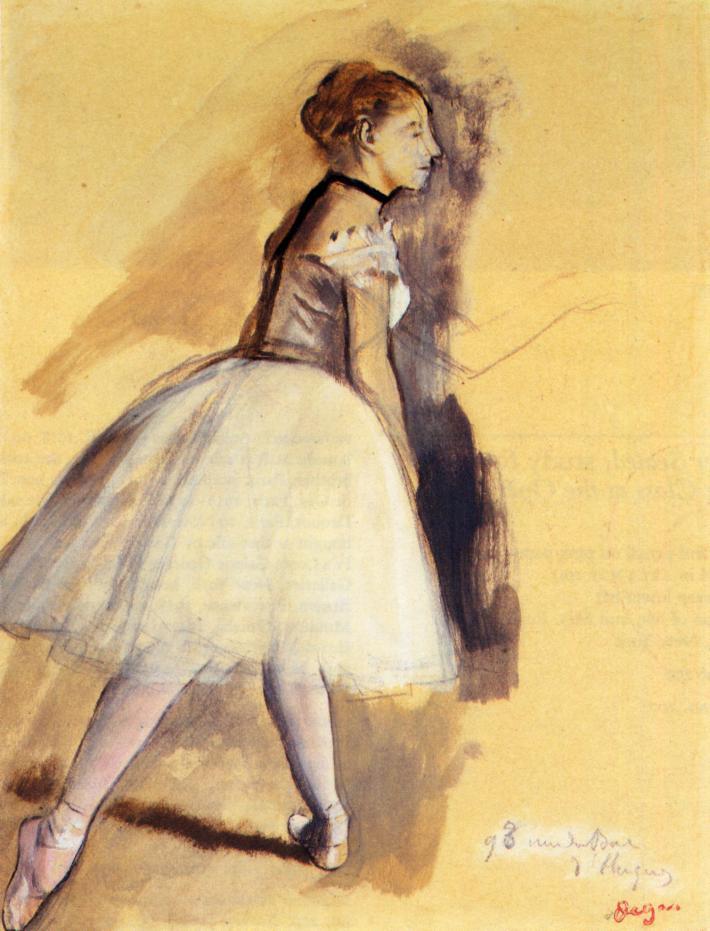 710x931 Dancer Standing (Study) 1872 Painting Edgar Degas Oil Paintings - Painting Of A Dancer