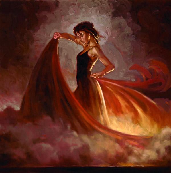 600x606 Flamenco Dancer Crescendo Ii Painting Framed Paintings For Sale - Painting Of A Dancer