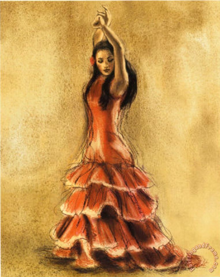 763x960 Caroline Gold Flamenco Dancer I Painting - Painting Of A Dancer
