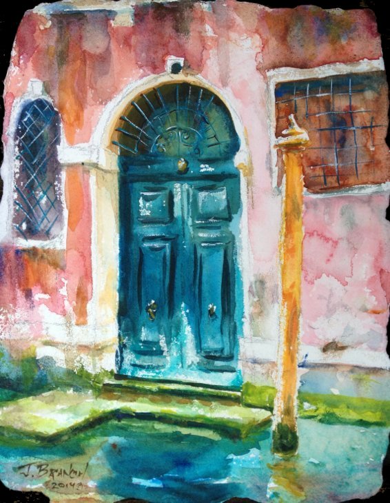 566x730 Blue Door, Venice Watercolor Painting Tutorial - Painting Of A Door