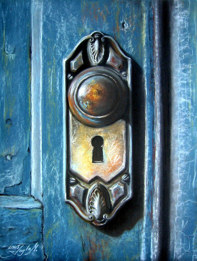 679x900 The Door Knob Painting By Leyla Munteanu - Painting Of A Door