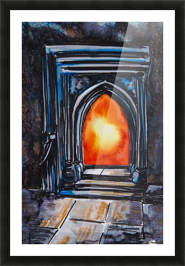 625x900 Painting Of A Glowing Orange Fire In A Fireplace - Painting Of A Fireplace