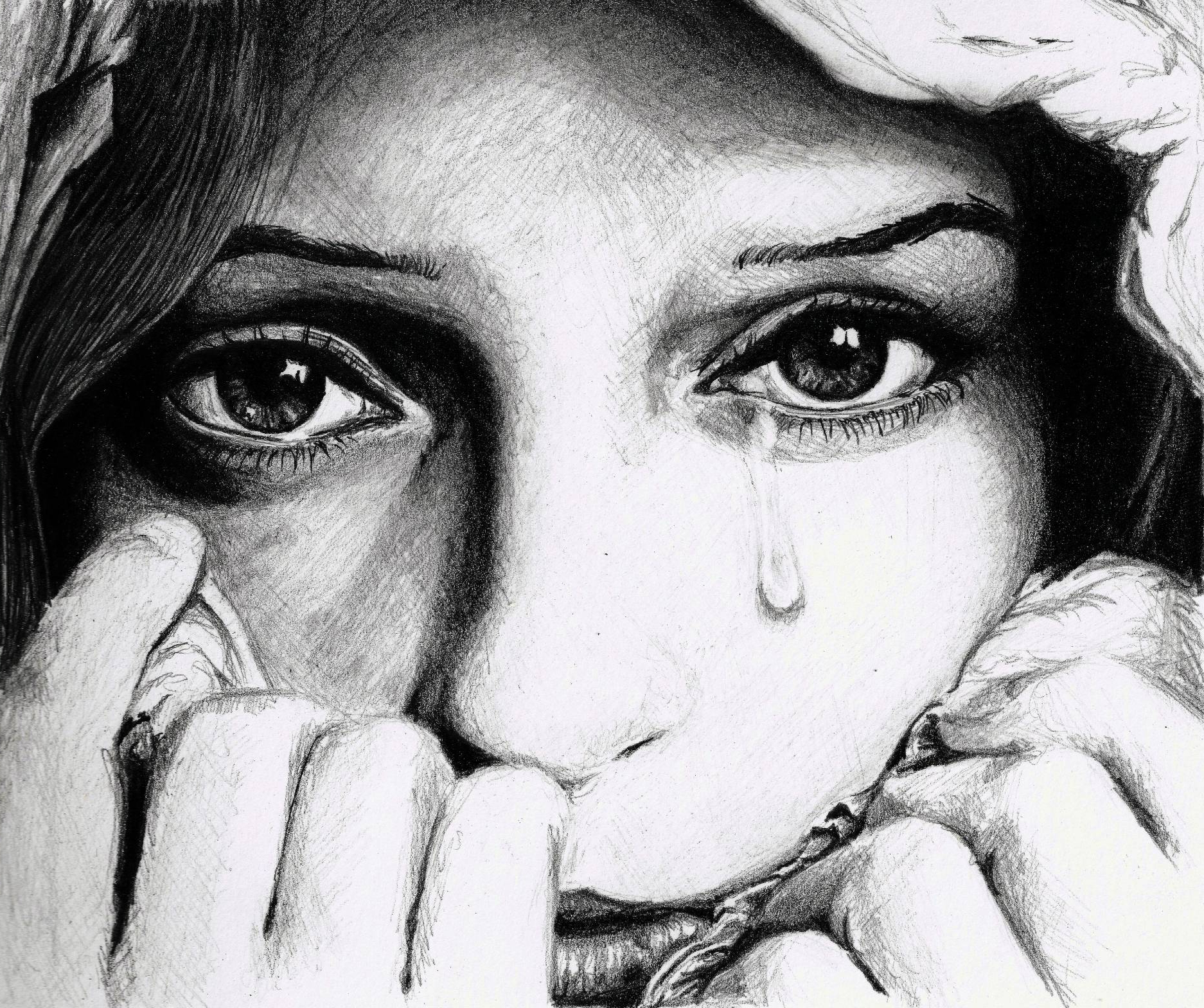 1874x1568 Crying Girl Pencil Sketch Crying Girl Face Sketch Painting, Pencil - Painting Of A Girl Crying