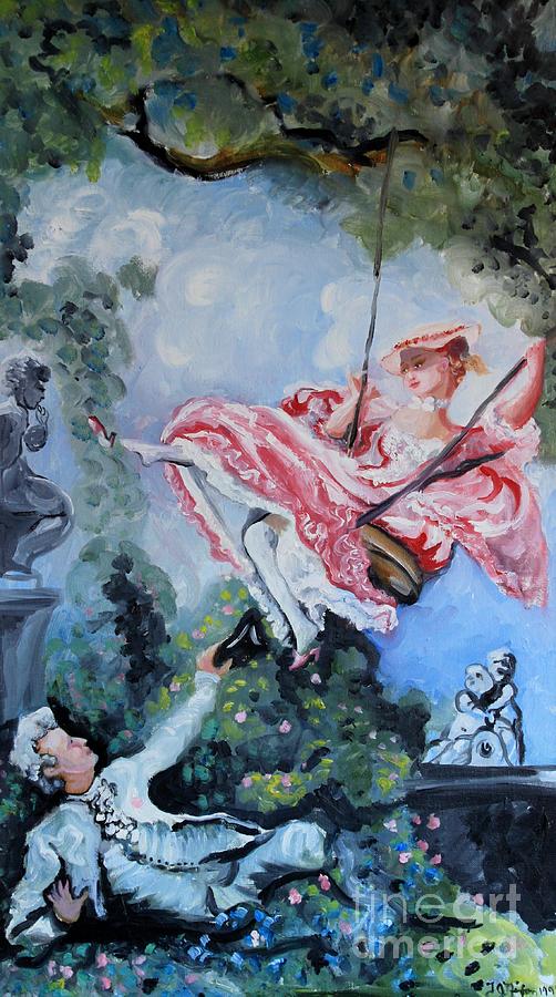 502x900 Swing Lady Painting By Thomas J Nixon - Painting Of A Girl On A Swing