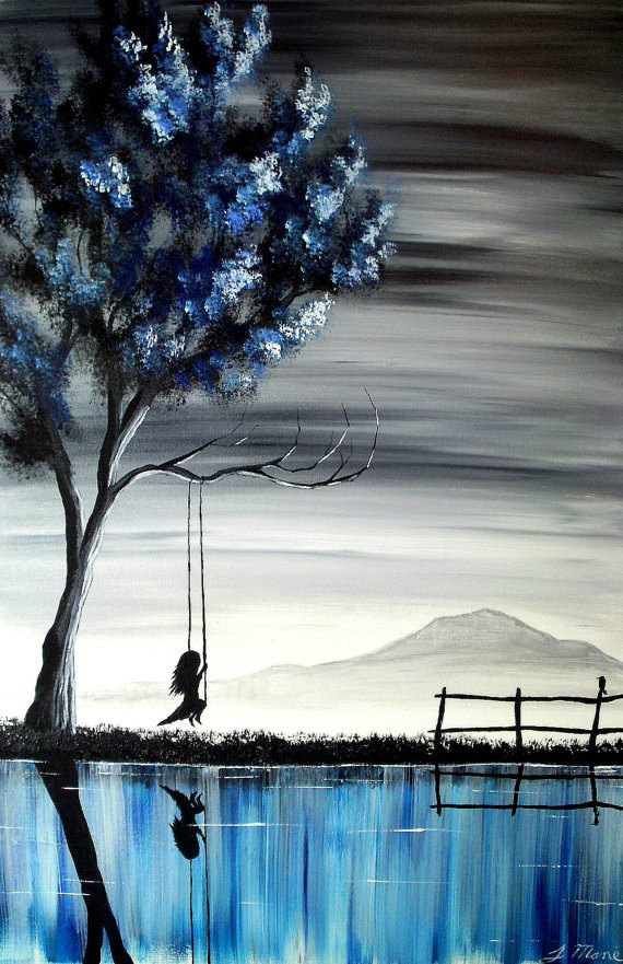 570x881 The Girl On The Swing Ii Swings, Paintings And Etsy - Painting Of A Girl On A Swing