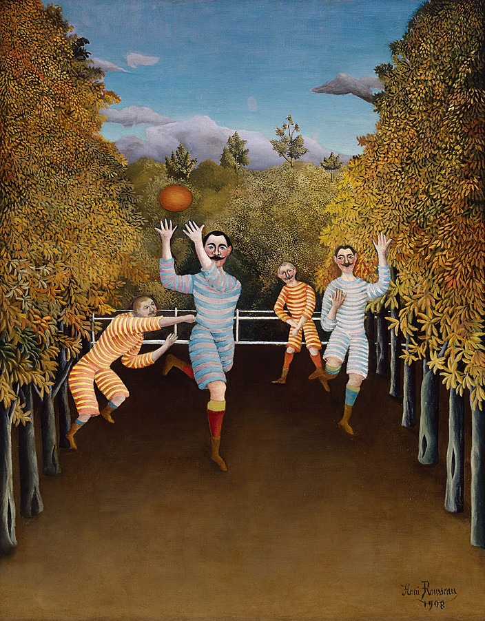 704x902 Rousseau, Henri Fine Arts, Before 1945 The Red List - Painting Of A Horse Attacking A Football Player