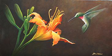 366x184 Ruby Thorated Hummingbird - Painting Of A Hummingbird