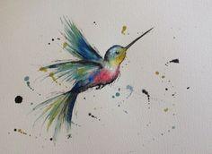 236x172 Ruby Throated Watercolor Hummingbird, Original Watercolor Giclee - Painting Of A Hummingbird