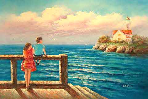 480x320 Lighthouse Oil Painting,lighthouse Oil Painting,lighthouse Ocean - Painting Of A Lighthouse