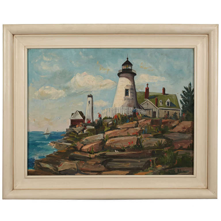 768x768 Oil On Canvas Painting Of A Lighthouse - Painting Of A Lighthouse
