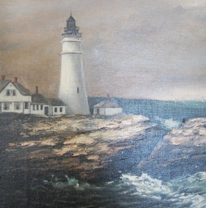 714x720 19th C. Oc Painting Of A Lighthouse Vanbibber Antiques Ruby Lane - Painting Of A Lighthouse