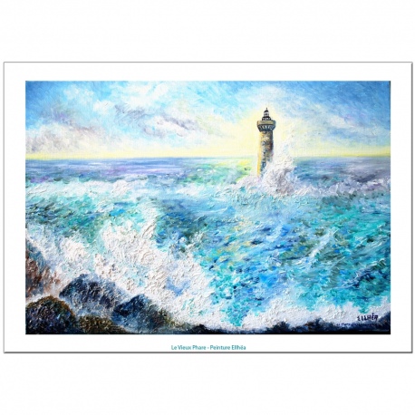 458x458 Poster Old Lighthouse - Painting Of A Lighthouse