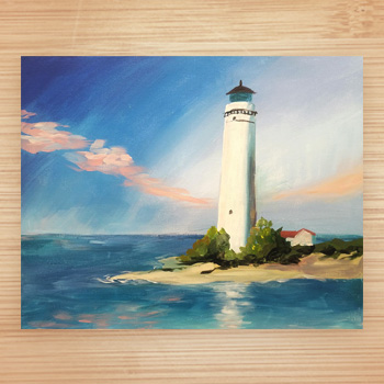 350x350 White Lighthouse - Painting Of A Lighthouse