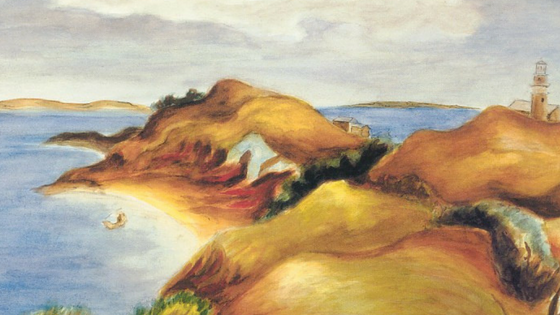 560x315 A Painting Of A Harbor And A Lighthouse Jeffrey Anthony Medium - Painting Of A Lighthouse