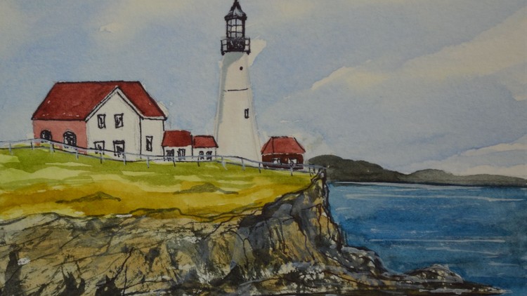 750x422 Beginner Watercolor Painting Course Easy Lighthouse Painting Udemy - Painting Of A Lighthouse