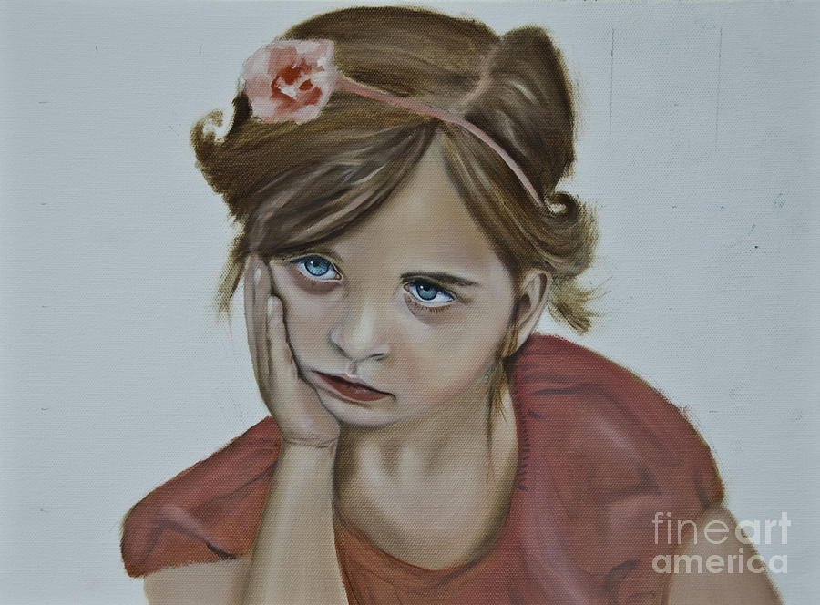 900x664 Sad Little Girl Painting By James Lavott - Painting Of A Little Girl