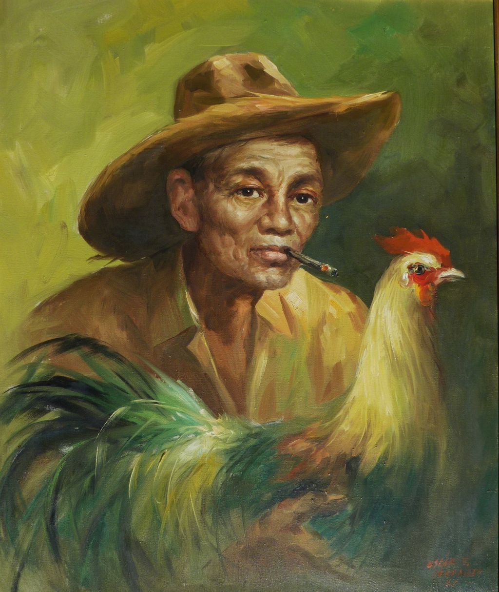 1024x1213 Oscar T. Navarro (1921 1973) Well Listed Filipino Artist Painting - Painting Of A Man