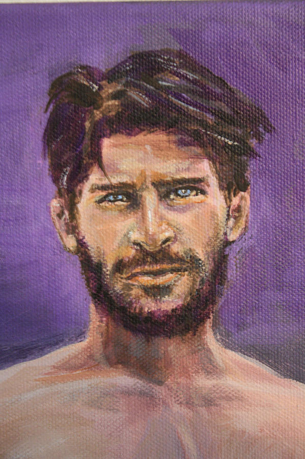 599x900 Painting Of A Man's Face Photograph By Nancy Chenet - Painting Of A Man