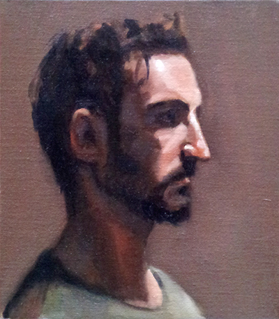 400x458 Painting A Day T. J. Murphy Portrait Of A Bearded Man In A Green - Painting Of A Man