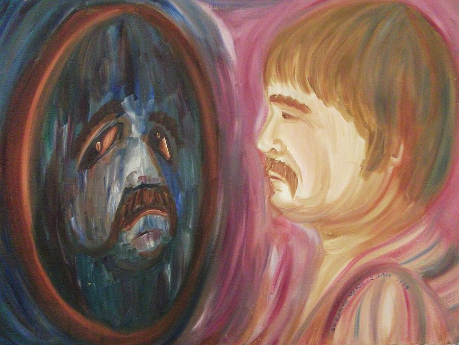 900x676 Man In The Mirror Painting By Suzanne Marie Leclair - Painting Of A Mirror