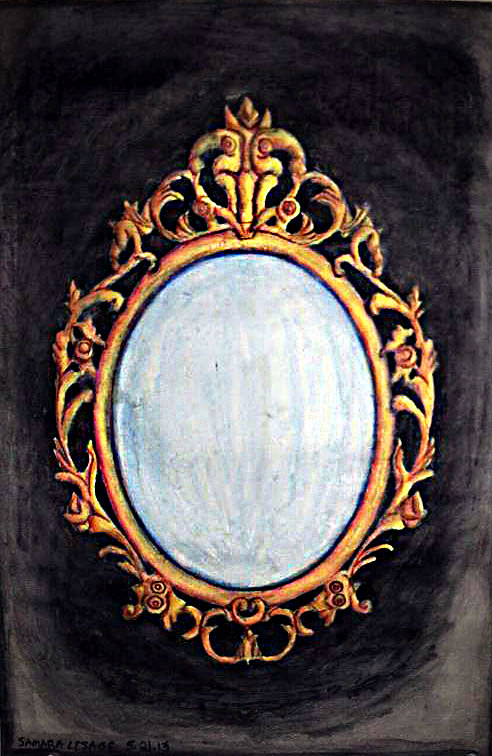 492x756 Water Color Painting Antique Mirror By Samlescreations - Painting Of A Mirror