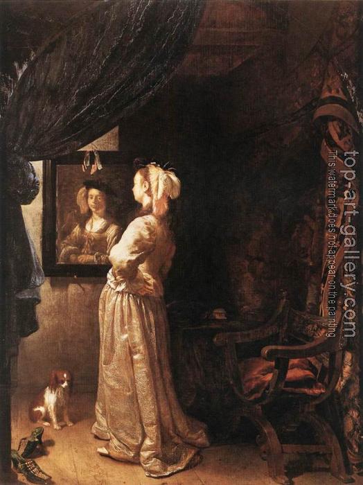 524x700 Woman Before The Mirror By Frans Van Mieris The Elder Oil - Painting Of A Mirror