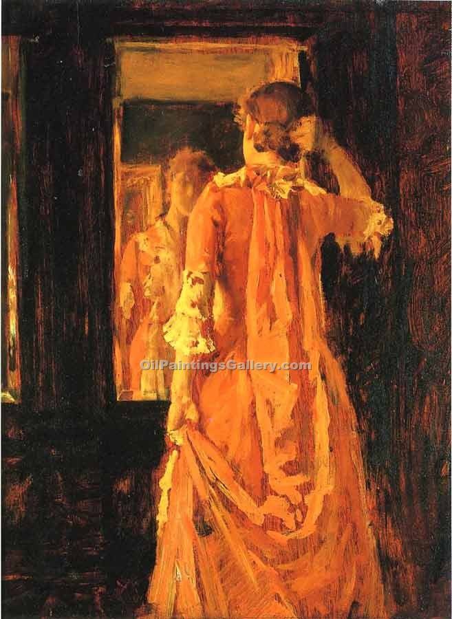 657x900 Young Woman Before A Mirror By William Merritt Chase (Painting Id - Painting Of A Mirror