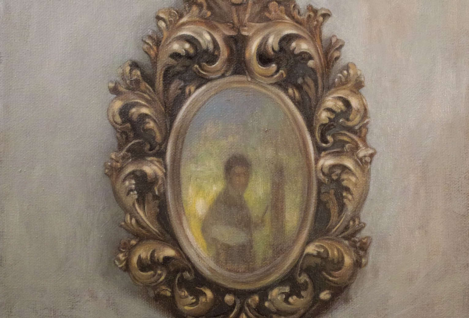 1531x1037 Oil Painting Live Stream Old Mirror 3 - Painting Of A Mirror