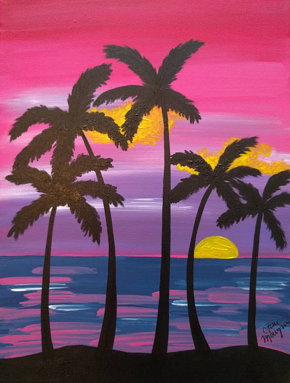 570x752 Palm Trees Painting 9x12 Inch Painting Colorful Palm Tree - Painting Of A Palm Tree