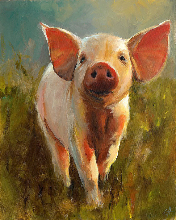 570x713 Pig Painting - Painting Of A Pig