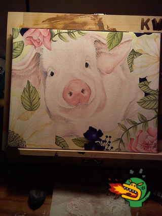 320x427 Bacon - Painting Of A Pig