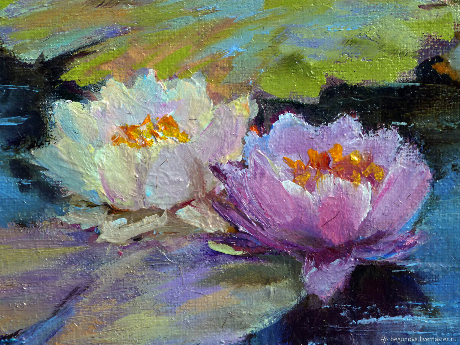 1500x1125 Landscape Oil Painting Water Lilies On A Pond,water Lilies - Painting Of A Pond