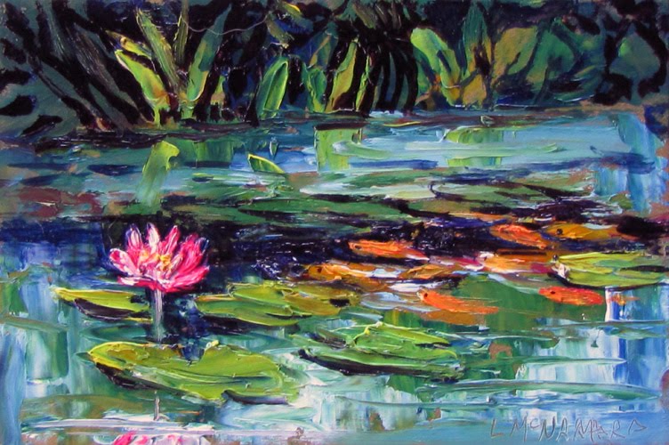 752x500 Lori's Stormy Art And Daily Paintings Daily Painting 1085 The Koi - Painting Of A Pond