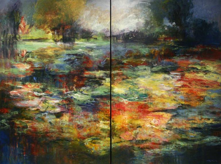 770x571 Saatchi Art Anamnesis Of A Pond Painting By Ernestine Tahedl - Painting Of A Pond