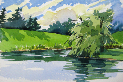 400x268 West Travis Pond - Painting Of A Pond