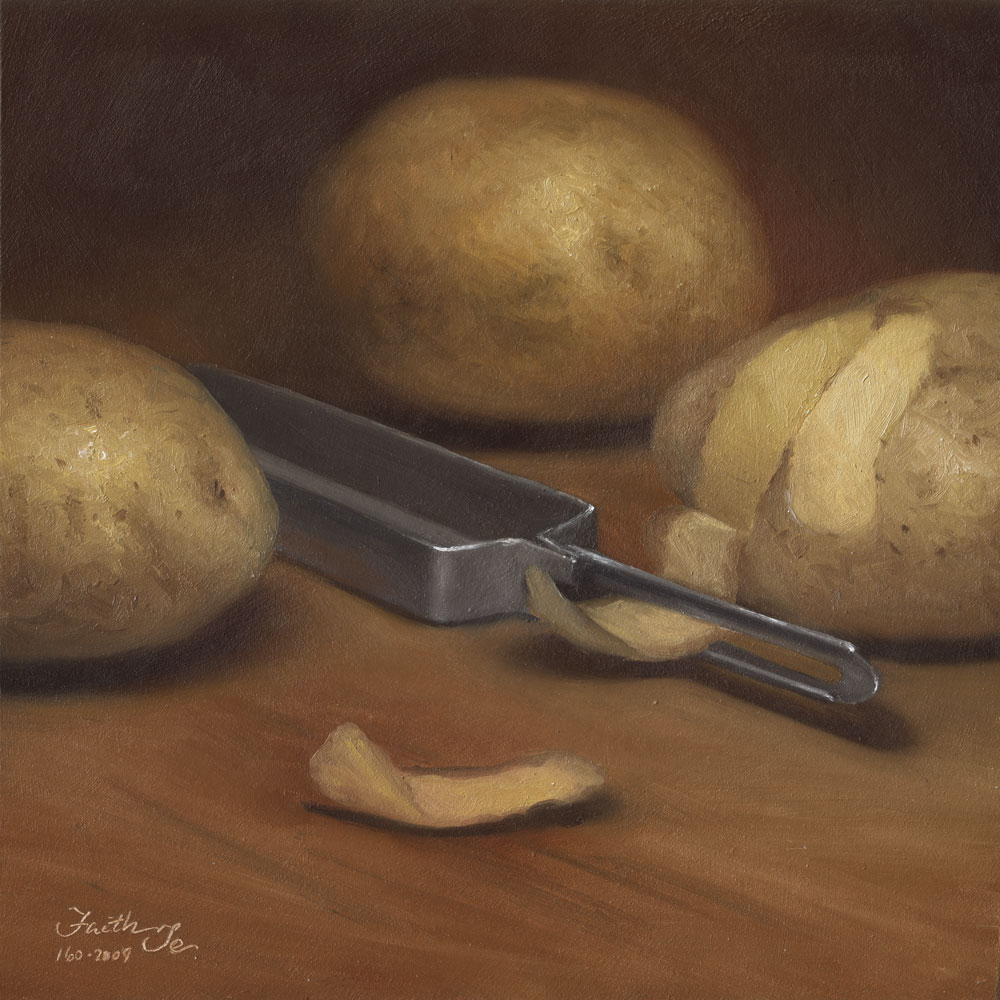 1000x1000 Peeling Potatoes - Painting Of A Potato